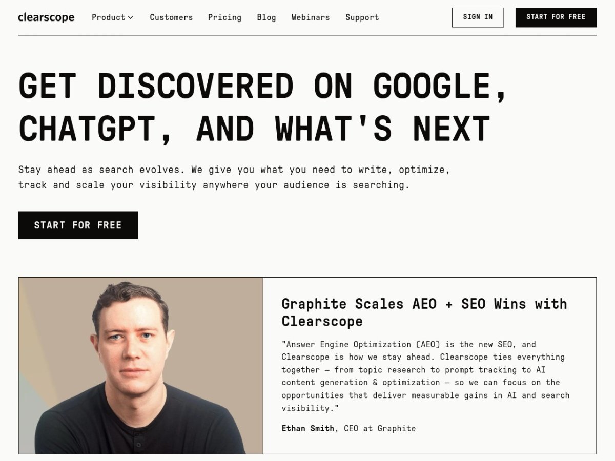 Clearscope Review 2026: The Best Enterprise Content Optimization Tool? Clearscope website homepage