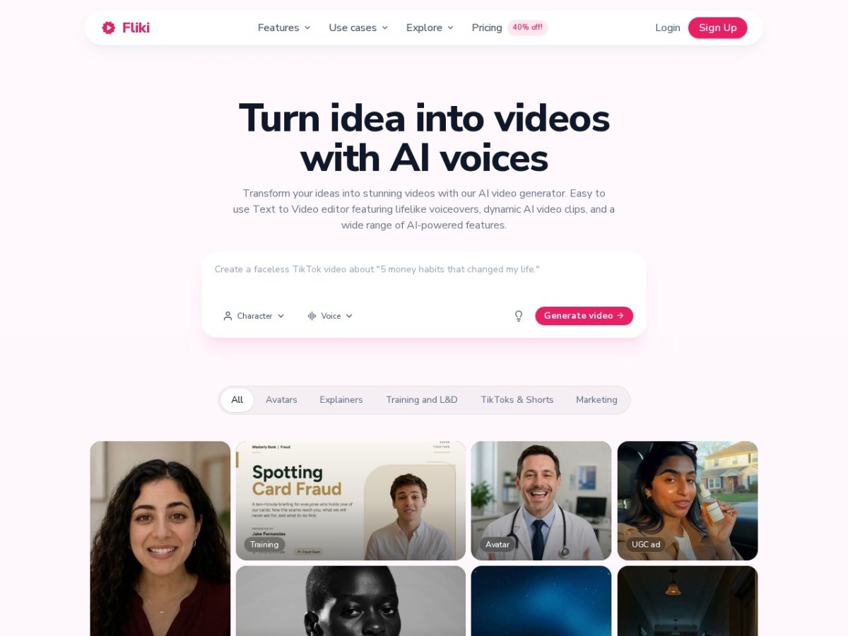 Fliki Review 2026: Script to Video With AI Voices in Under 5 Minutes Fliki website homepage