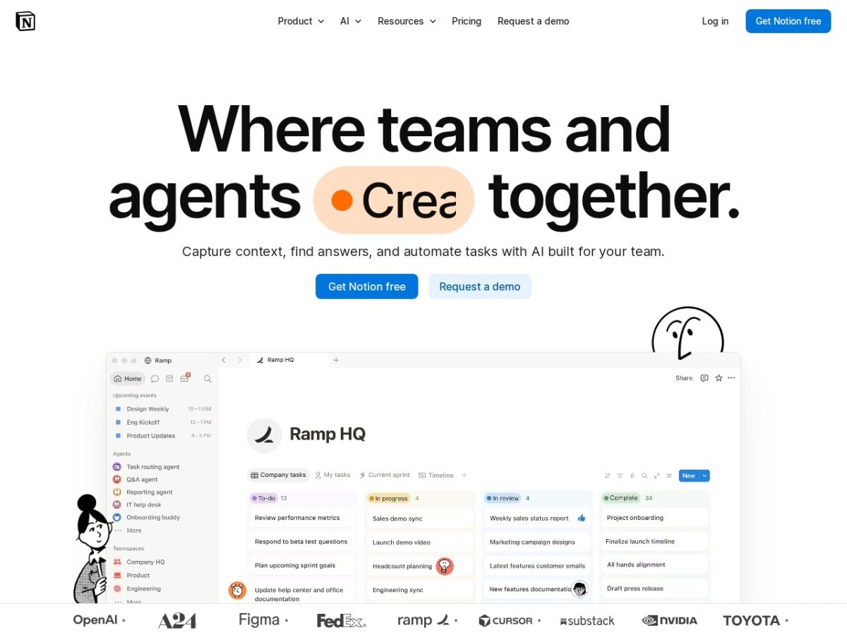 Notion AI website homepage